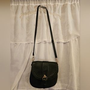 Black faux leather purse